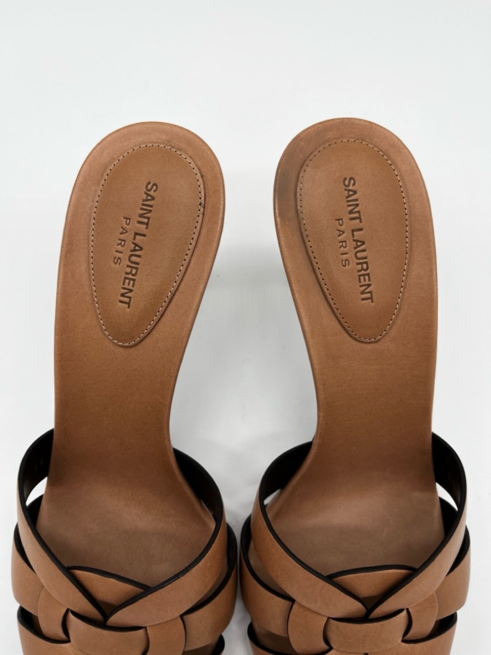 Saint Laurent Tribute 85 Mule Heels Woven Leather Brown - 37 (US 7) - Picture 6 of 11